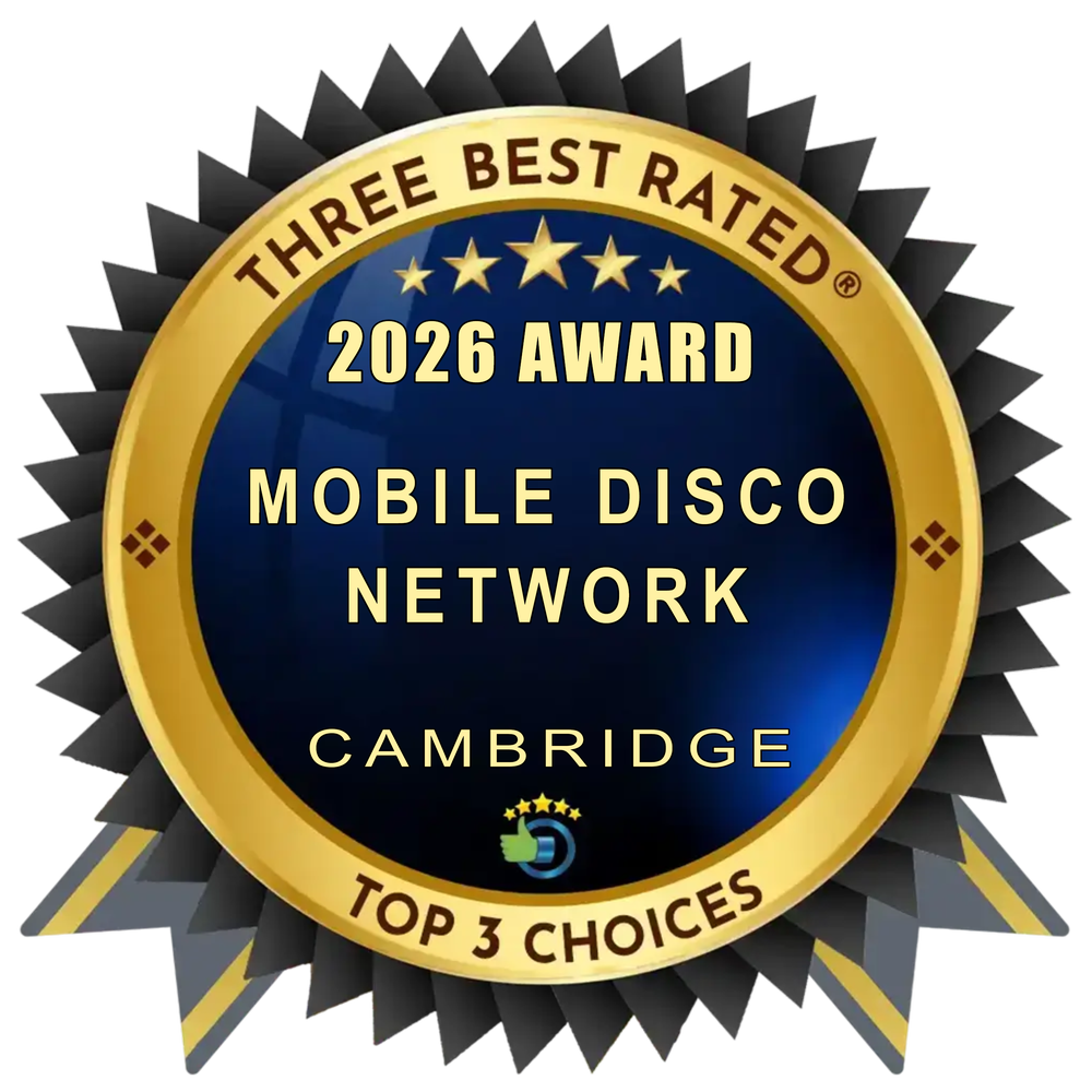 Three Best Rated 2026 Award badge for Mobile Disco Network as a Top 3 Choices DJ in Cambridge.