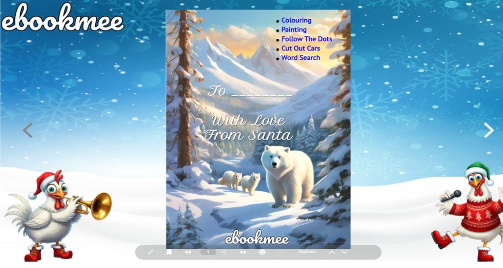 ebookmee cover page for free holiday colouring book for kids