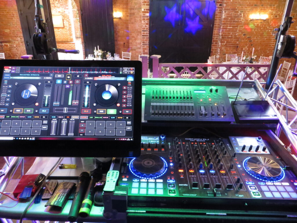 Professional Event Equipment setup featuring PAT tested LED lighting and tour-grade speakers.