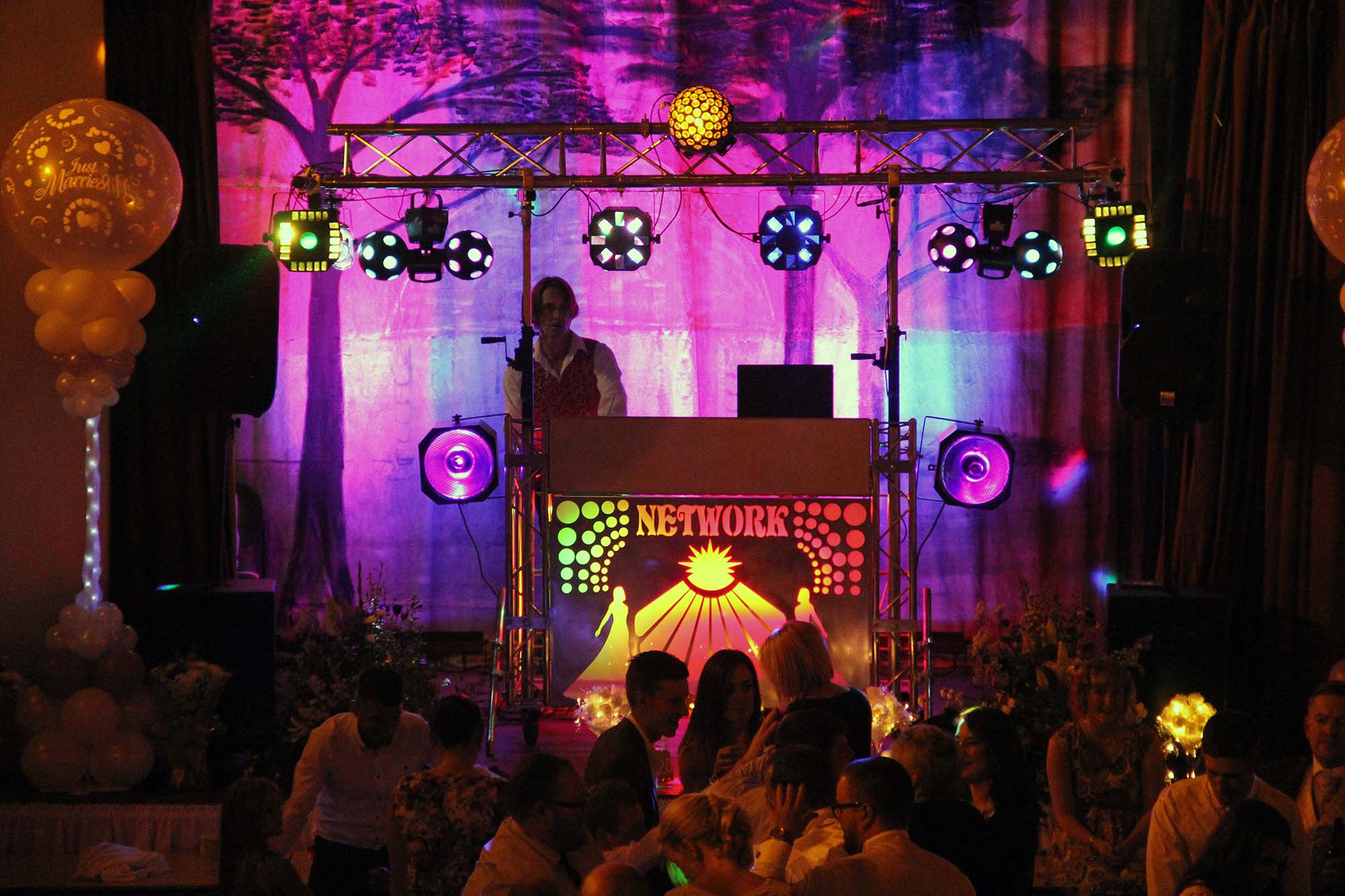 A school prom disco with a full light show