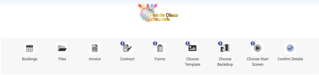 A client using the Mobile Disco Network Event Planning & DJ Portal on a tablet to select wedding music.