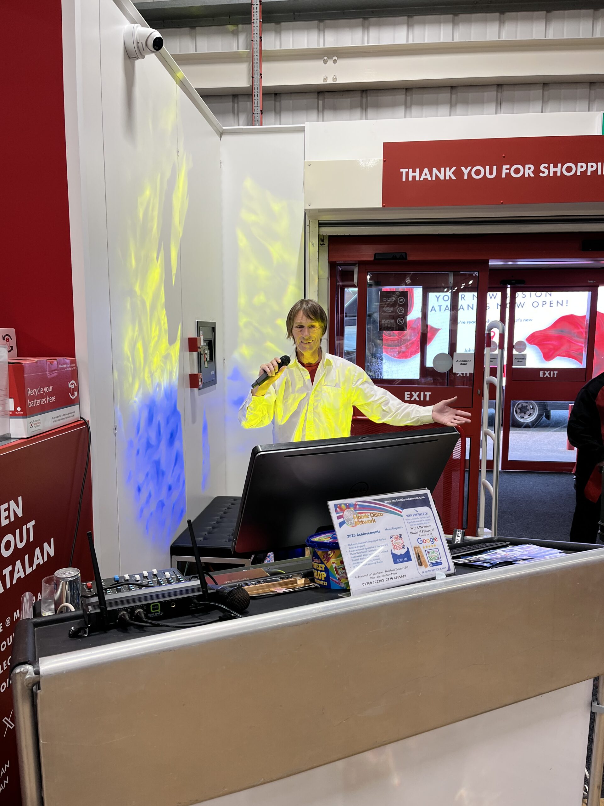 DJ Tim at a store opening at Matalan, Boston