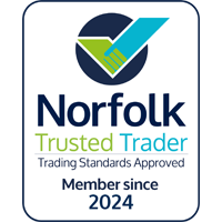 Professional DJ booking setup with PAT tested lighting and sound equipment in a Suffolk wedding venue.