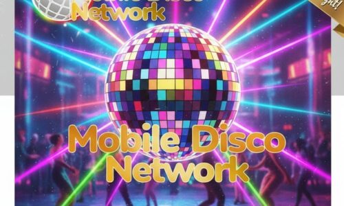 Top 20 70s Disco A vibrant 70s disco dance floor with a large sparkling disco ball neon lights.