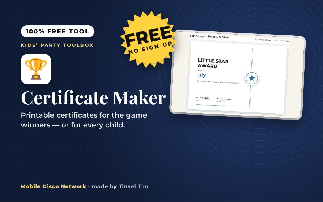 Certificate Maker: free tool from Mobile Disco Network
