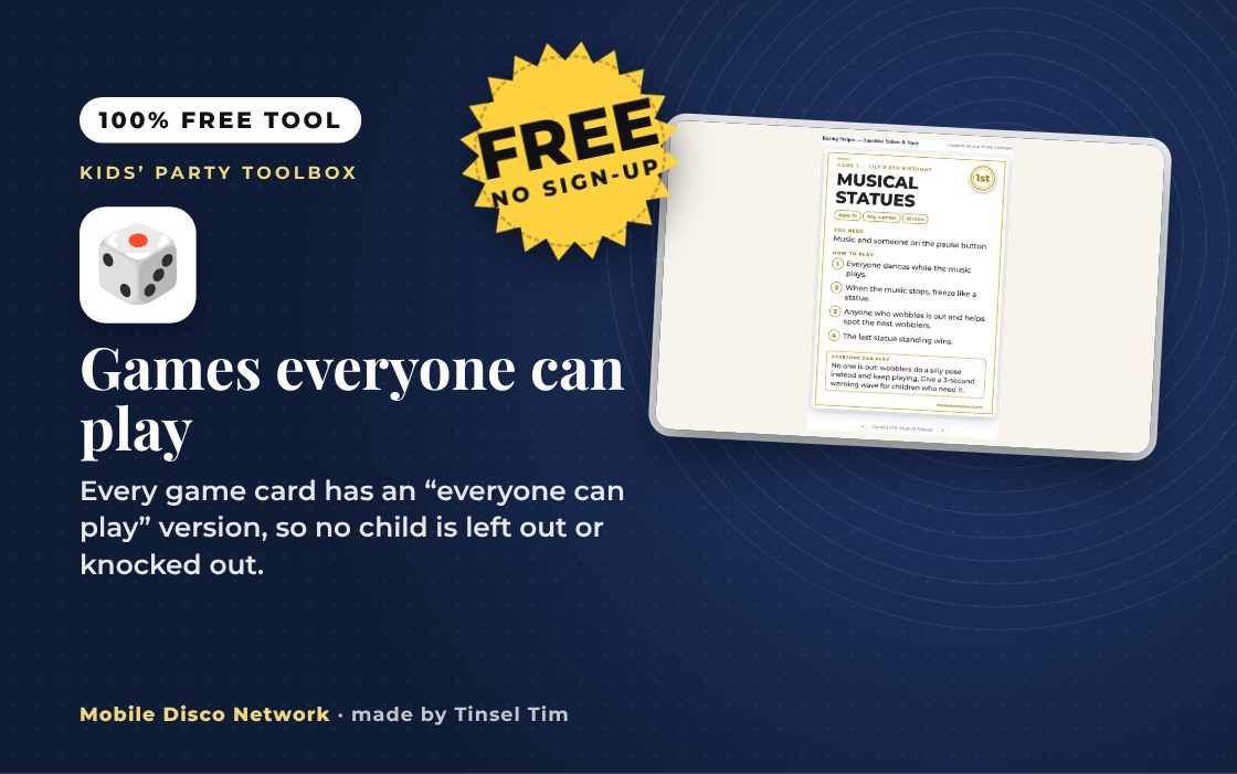 Party Games Cards: free tool from Mobile Disco Network