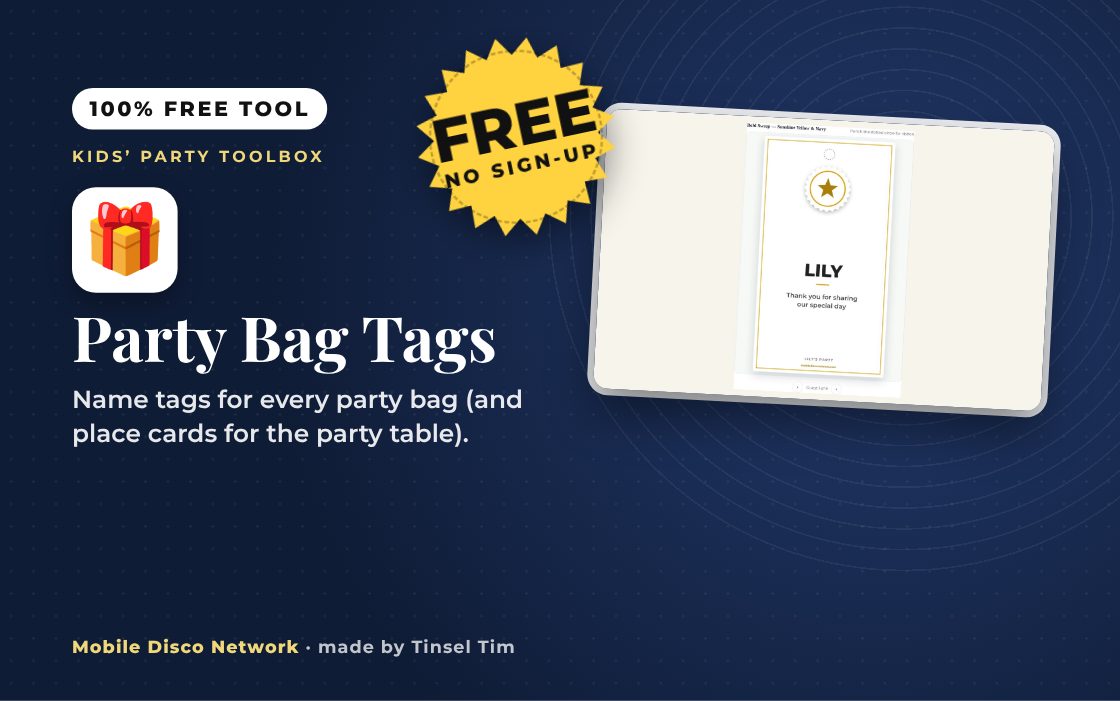 Party Bag Tags: free tool from Mobile Disco Network