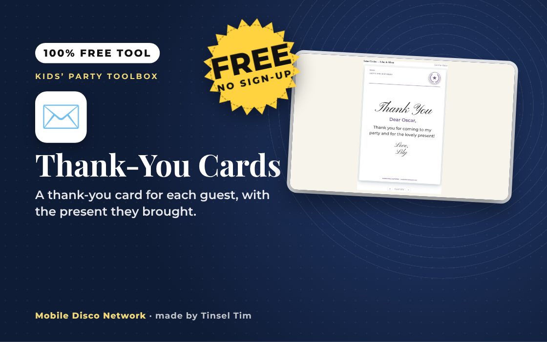 Thank-You Cards: free tool from Mobile Disco Network