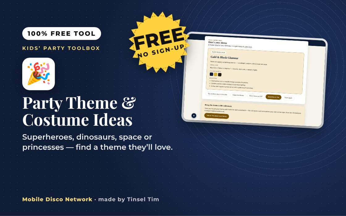 Party Theme & Costume Ideas: free tool from Mobile Disco Network