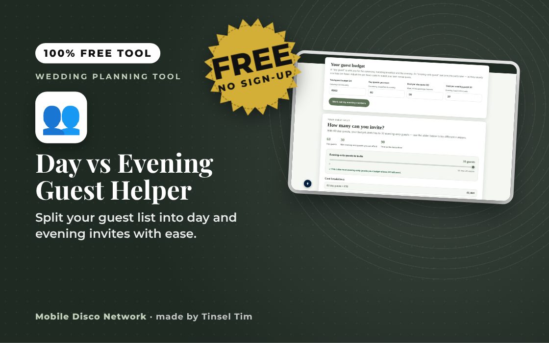 Helper splitting day and evening guests by budget