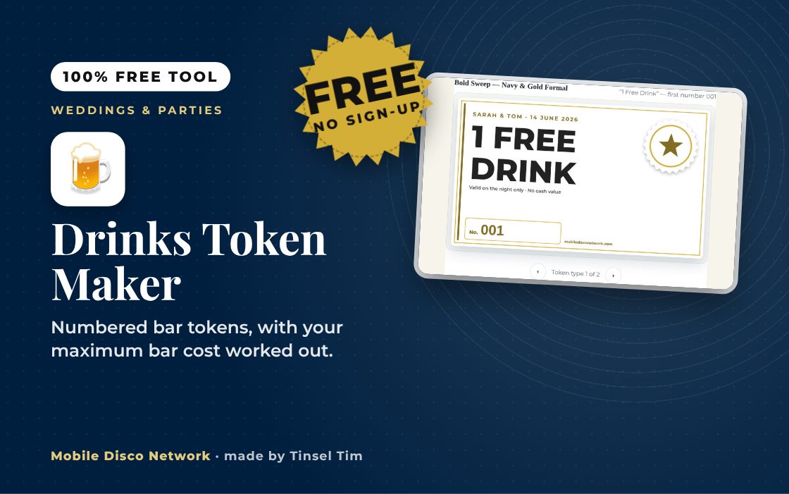 Printable drink tokens, numbered and colour-coded by drink