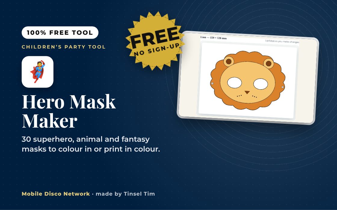 Printable superhero masks and animal masks for a kids' party