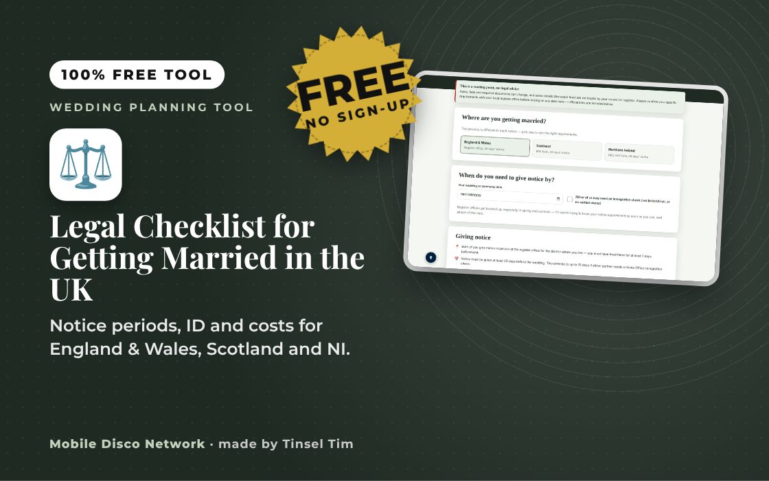 Checklist of the legal requirements to get married in the UK