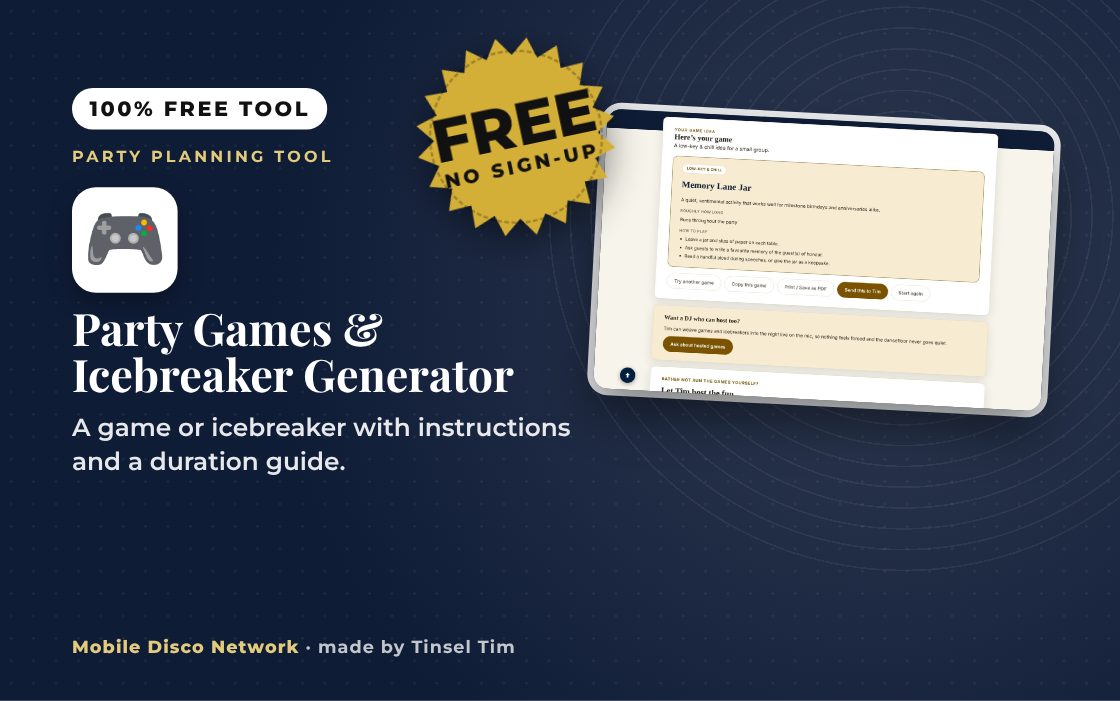 Generator suggesting icebreaker games for parties