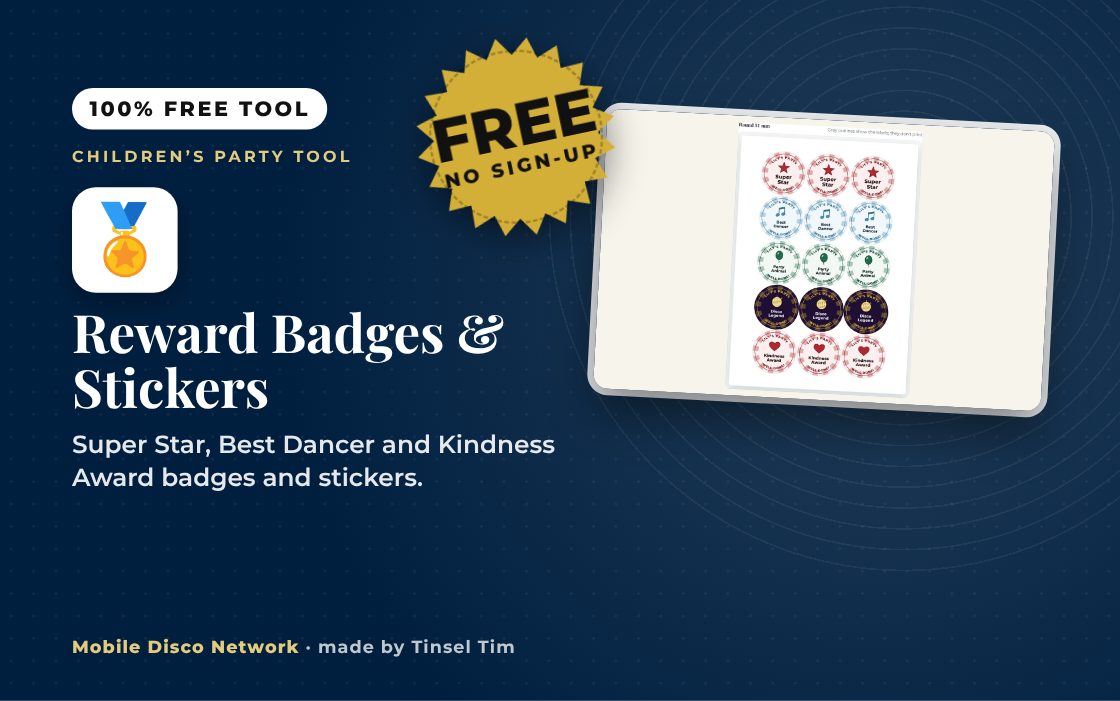 Printable reward stickers such as Super Star and Best Dancer