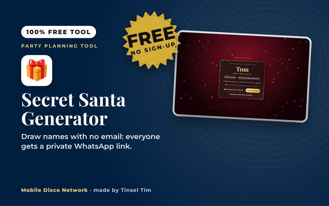 Secret Santa generator revealing a name inside a gift box