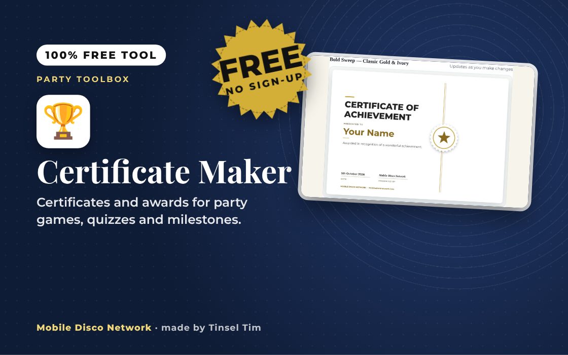 Certificate Maker: free tool from Mobile Disco Network