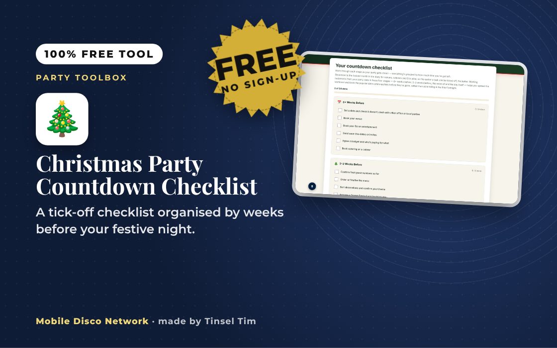 Christmas Party Countdown Checklist: free tool from Mobile Disco Network