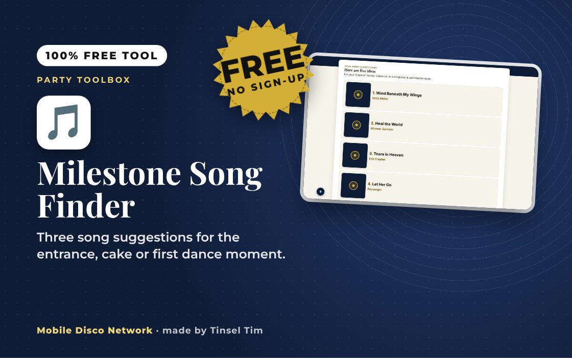 Milestone Song Finder: free tool from Mobile Disco Network