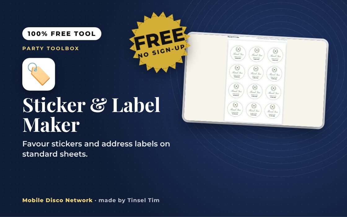 Sticker & Label Maker: free tool from Mobile Disco Network
