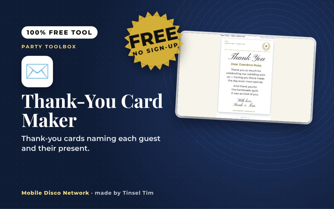 Thank-You Card Maker: free tool from Mobile Disco Network