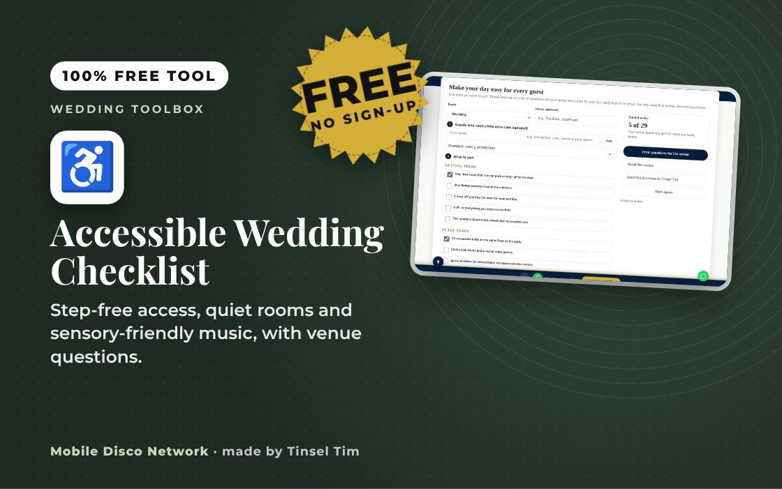 Accessible Wedding Checklist: free tool from Mobile Disco Network