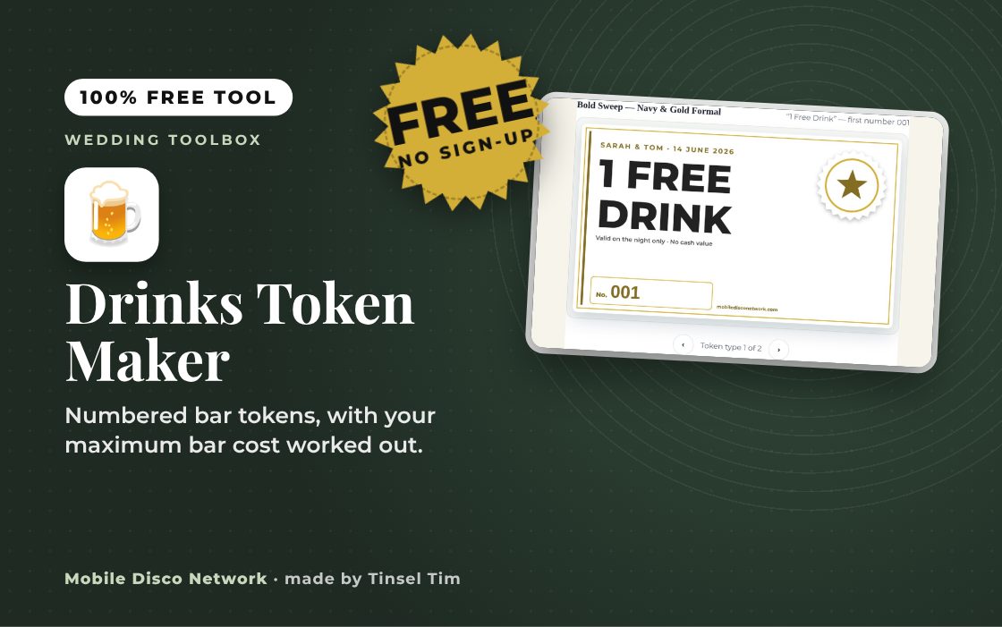 Drinks Token Maker: free tool from Mobile Disco Network