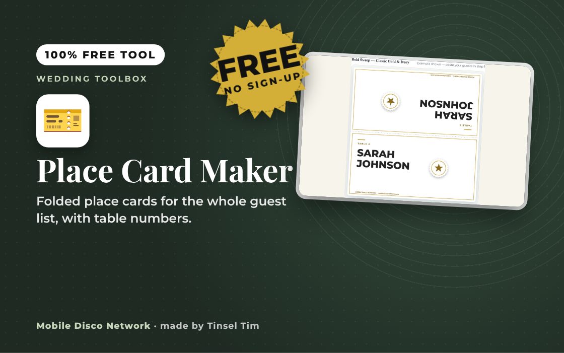 Place Card Maker: free tool from Mobile Disco Network
