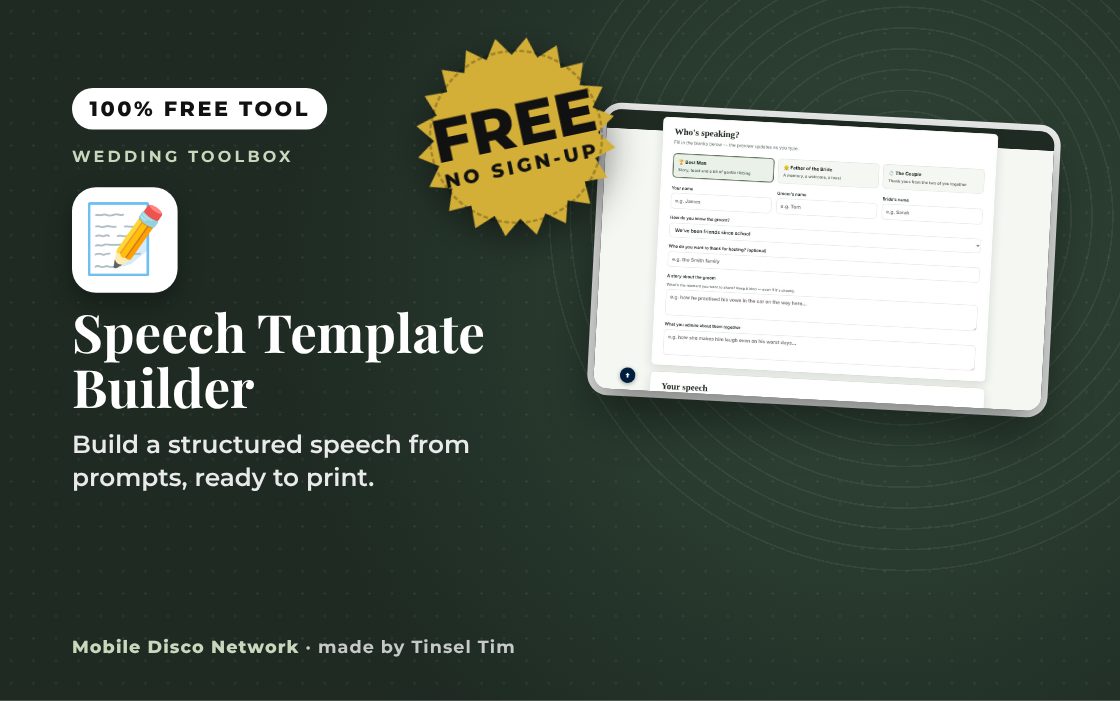 Speech Template Builder: free tool from Mobile Disco Network