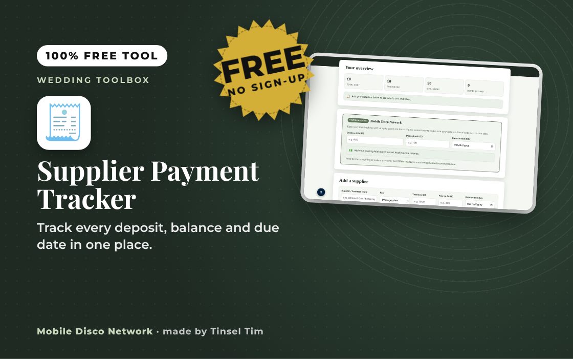 Supplier Payment Tracker: free tool from Mobile Disco Network