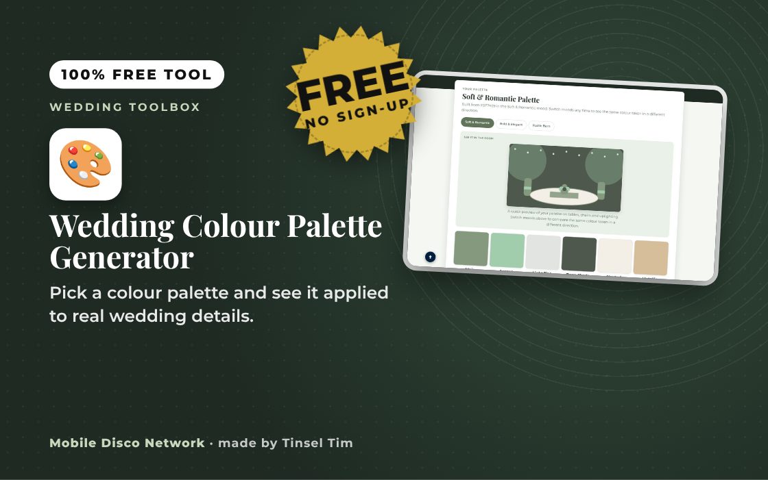 Wedding Colour Palette Generator: free tool from Mobile Disco Network