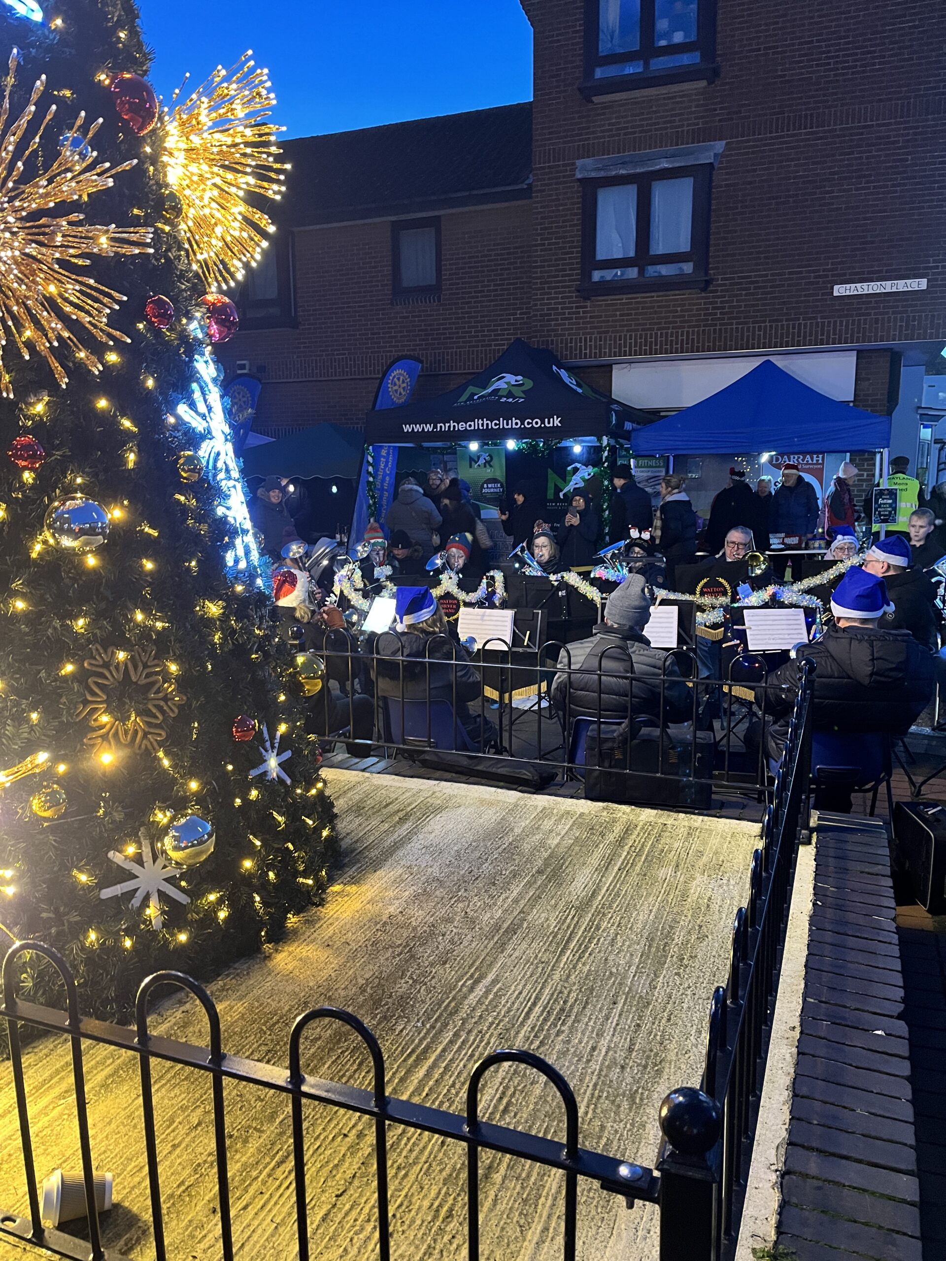A brass band at a Norfolk Christmas lights switch-on
